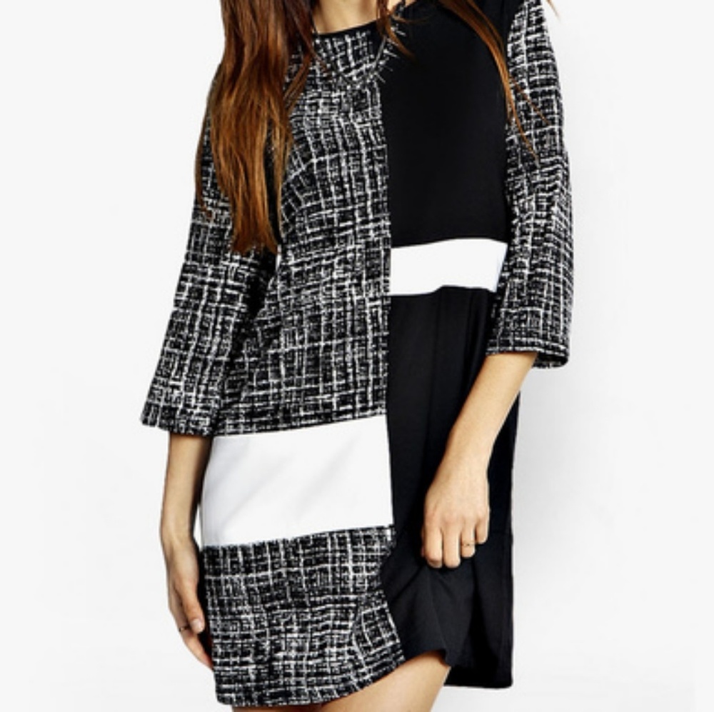 🌡Grace contrast "woven" shift dress🌡